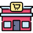 Retail store consulting icon with shopping metrics